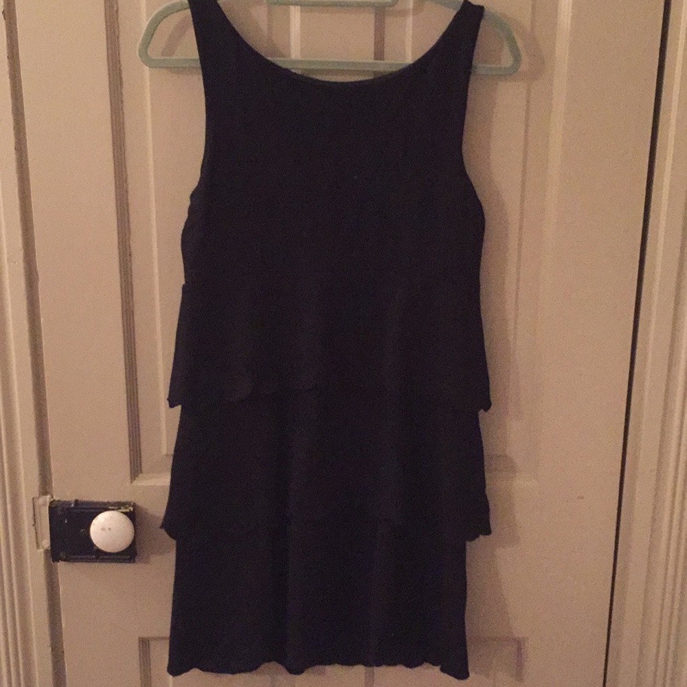 3 tiered black sleeveless dress